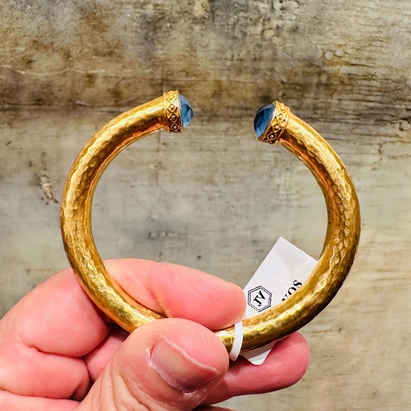 NWT Authentic Luxury Summer Spring Julie Vos Iridescent Charcoal Blue Hinge Cuff - Picture 7 of 17